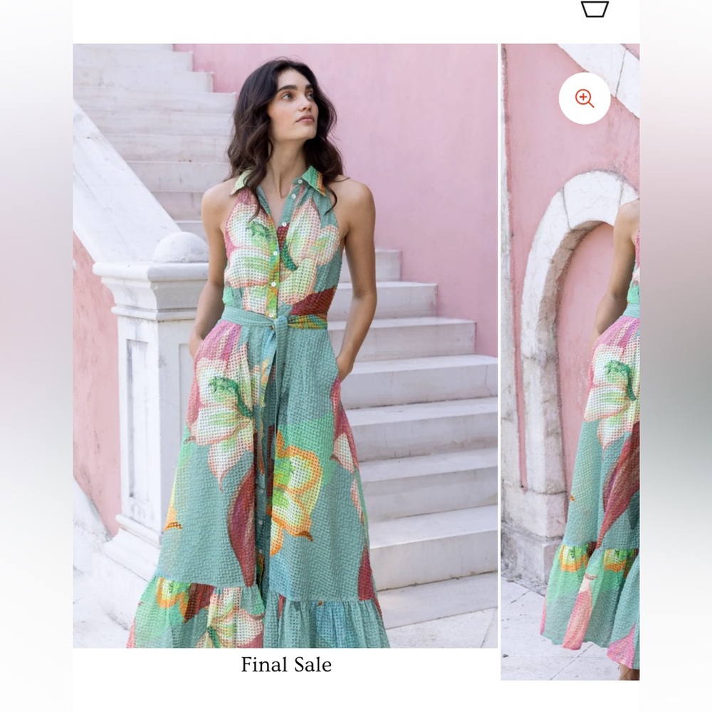 Oliphant Sleeveless Maxi Shirt Dress in Hibiscus Sage